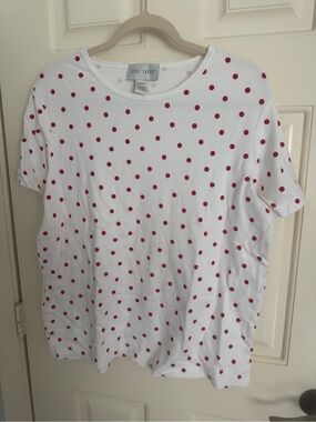 Sport Savvy White Short Sleeve Tee with Red Polka Dots